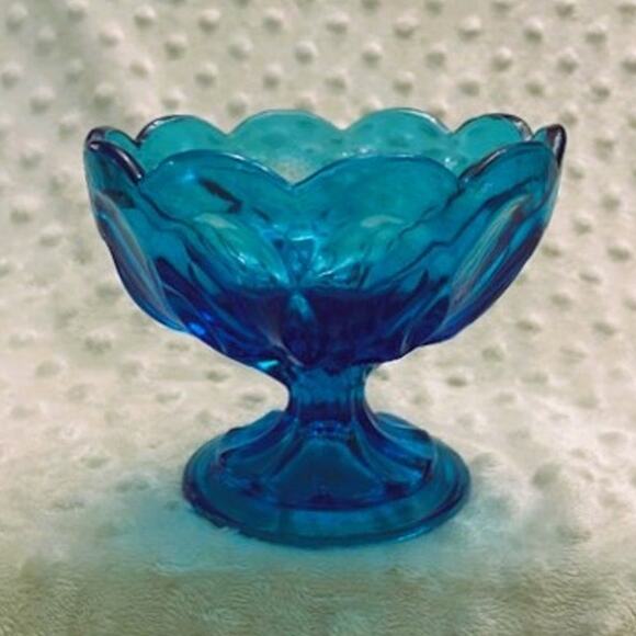 Vintage Anchor Hocking Fairfield Aqua Blue Pedestal Compote Candy/Nut Dish - Picture 6 of 6